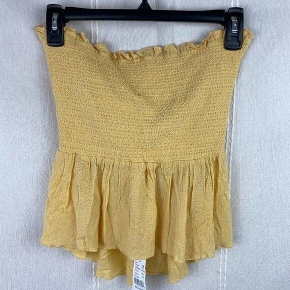 NWT L.A.Hearts Pacsun Yellow Smocked Tube Top with Ties Size M